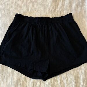 Women's Black Linen Style Shorts